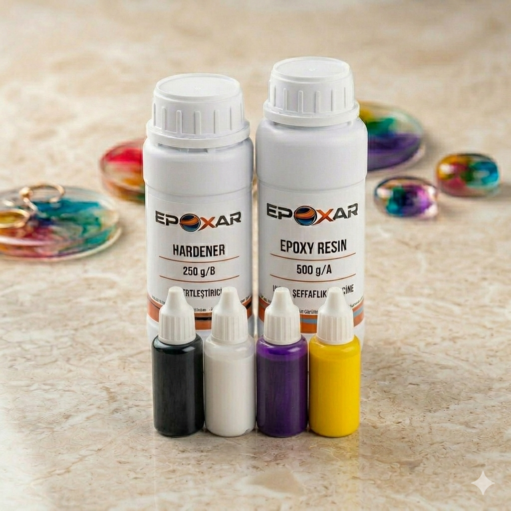 4 Renkli Epoksi Pigment Seti (Siyah, Beyaz, Menekşe, Sarı)